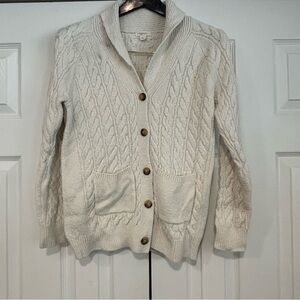 Crew Cuts Girls Cozy Cream Cable Knit Sweater Large Button Up Front Pockets
